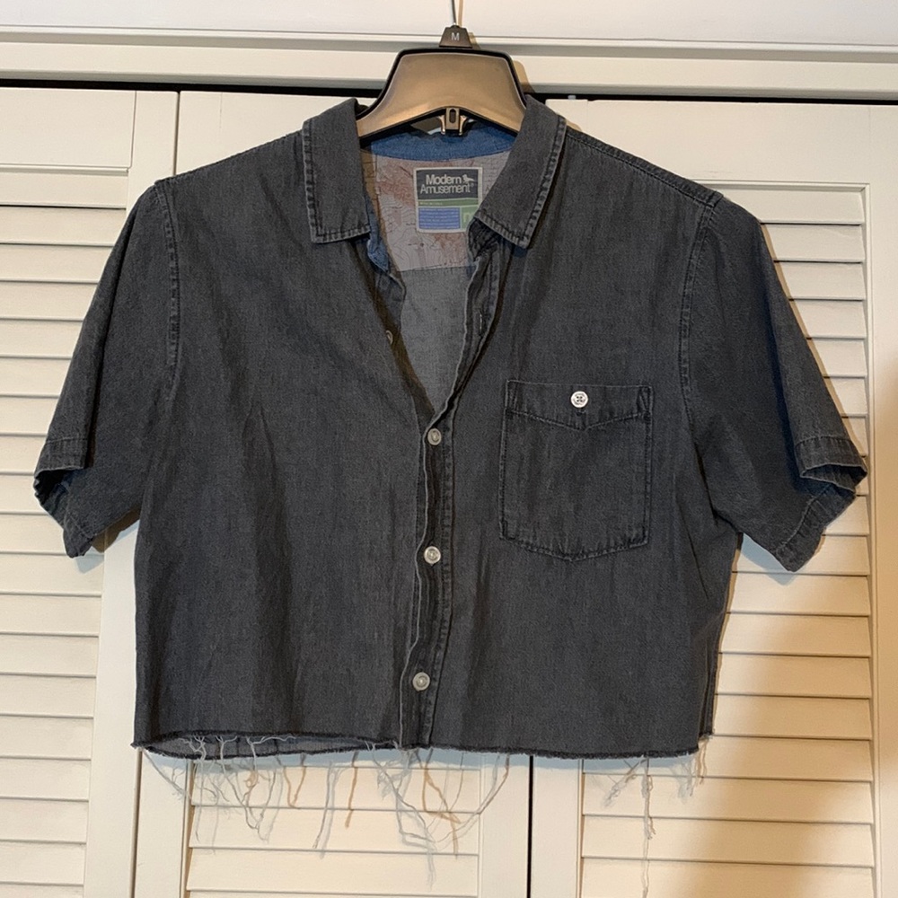 Modern Amusement Cropped Button Down